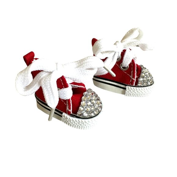 Bedazzled Rhinestone Embellished Sneakers for your Labubu - RED - Picture 3 of 7